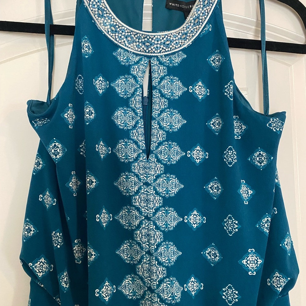 White House Black Market Teal Embroidered Women's Jumpsuit XS NWT!!
